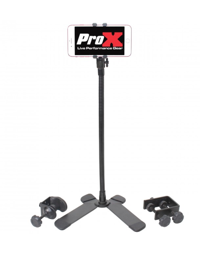 ProX ProX Mobi Buddy Hands Free Mobile Device Clip Kit DJ Cellphone holder Selfie Stick Table Stand Tripod Clamp + Case (X-MOBICP18)