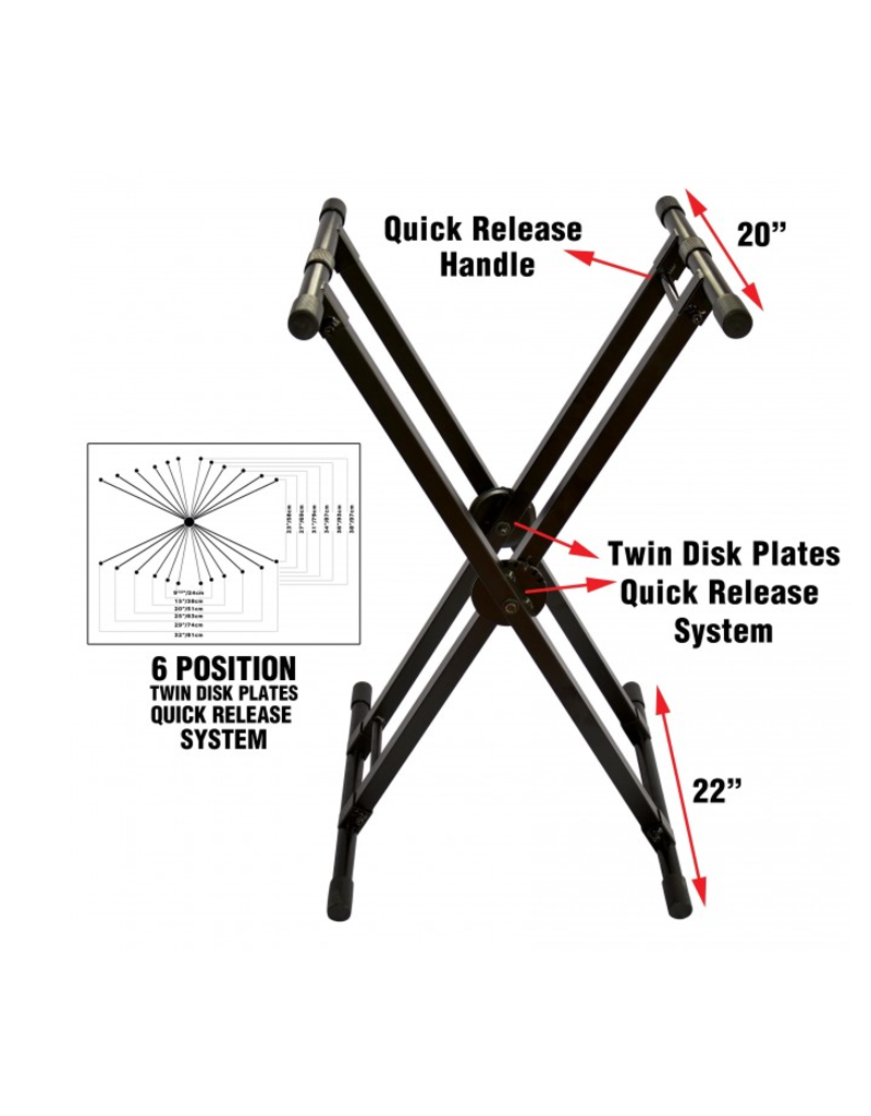 ProX ProxX Dual-Locking Keyboard DJ Controller Case Stand w/ Squeeze to Adjust Handle - 200 lb Cap  (X-KSD22)