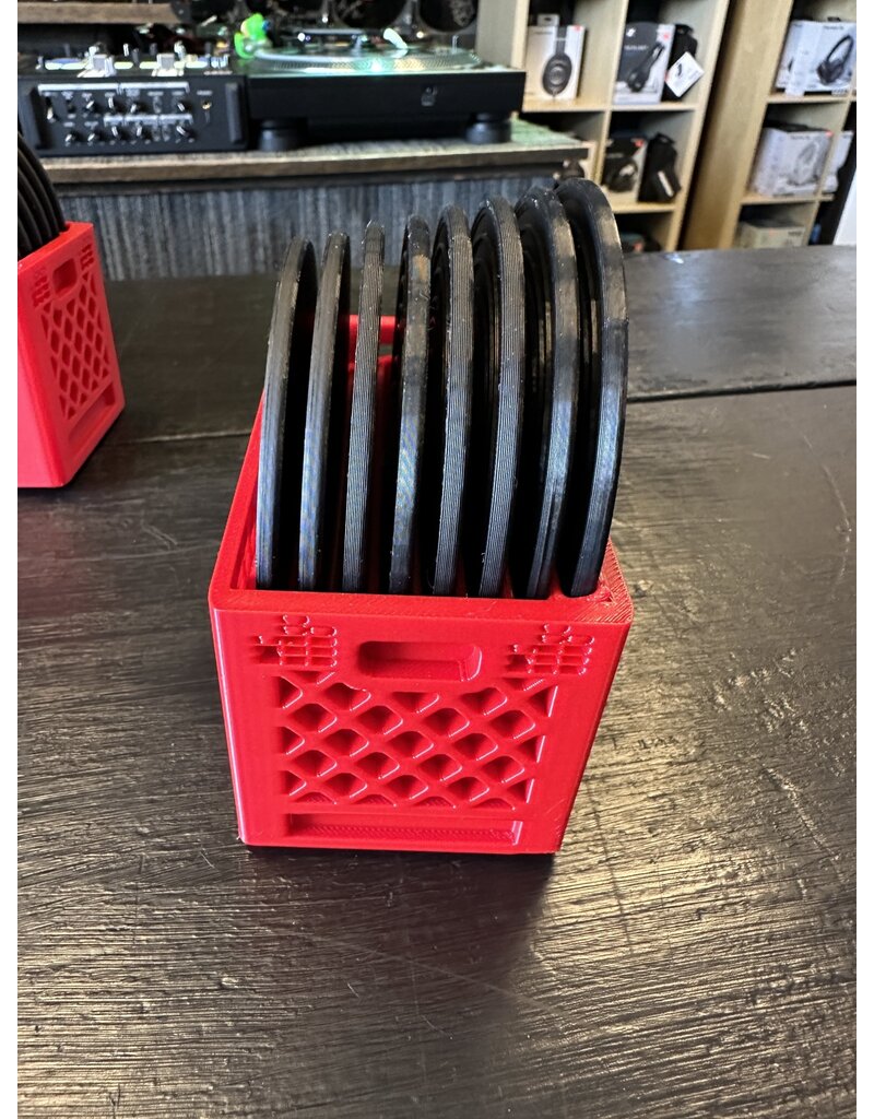 Mile High DJ Supply Mile High DJ Coaster Crate: 8 Plastic Drink Coasters in a Red Record Crate