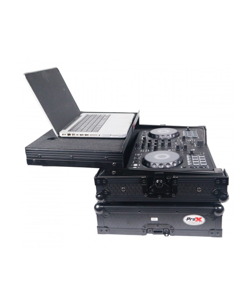 ProX ProX ATA Flight Road Case For FLX4, SB3, DDJ-400 DJ Controller w/ Laptop Shelf - Black Finish (X-DDJFLX4LTBL)