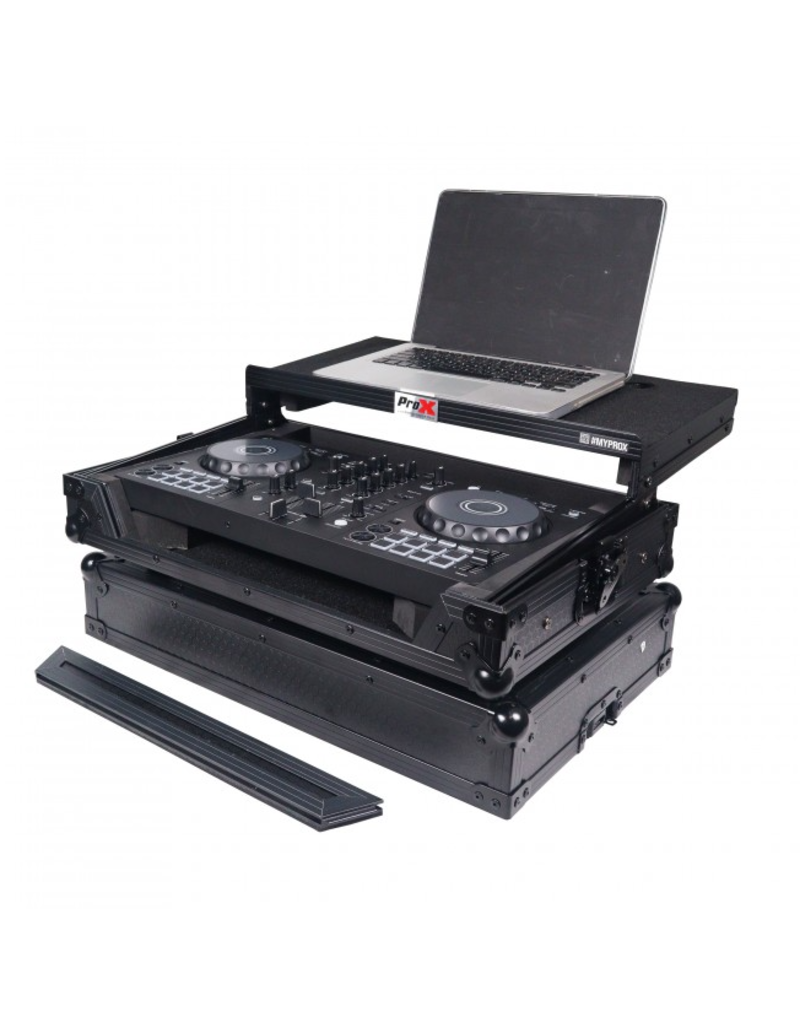 ProX ProX ATA Flight Road Case For FLX4, SB3, DDJ-400 DJ Controller w/ Laptop Shelf - Black Finish (X-DDJFLX4LTBL)