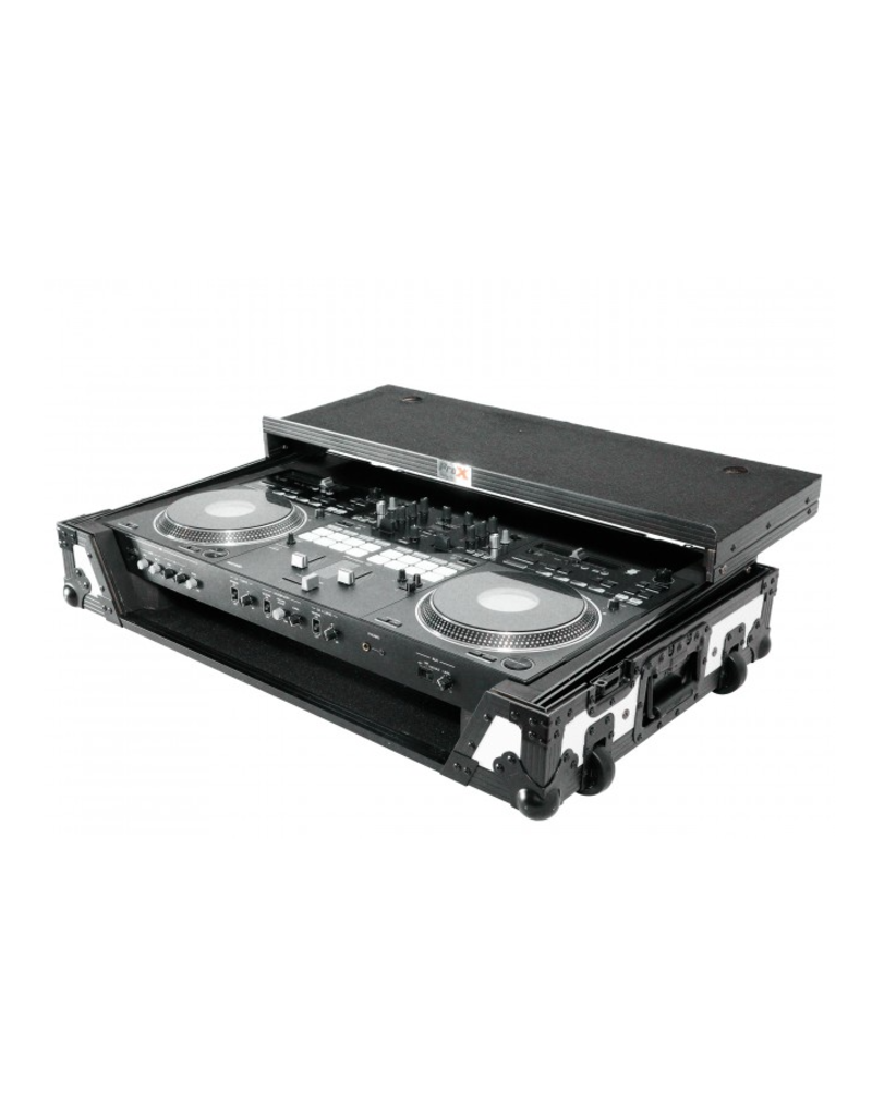 ProX ProX ATA Flight Case for REV7 w/ Laptop Shelf 1U Rack Space + Wheels - White Black (XS-DDJREV7WLTWH)