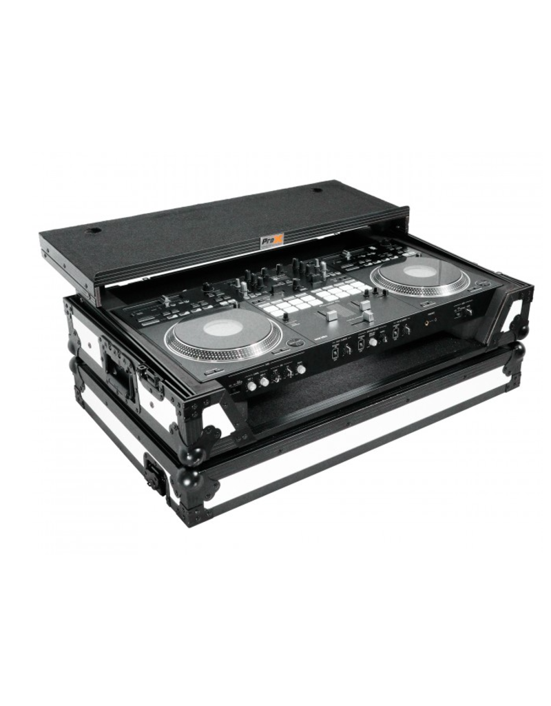 ProX ProX ATA Flight Case for REV7 w/ Laptop Shelf 1U Rack Space + Wheels - White Black (XS-DDJREV7WLTWH)