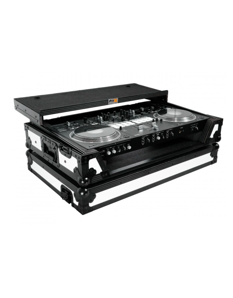 ProX ProX ATA Flight Case for REV7 w/ Laptop Shelf 1U Rack Space + Wheels - White Black (XS-DDJREV7WLTWH)