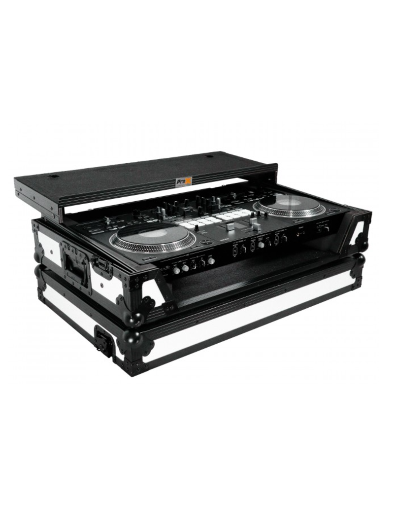 ProX ProX ATA Flight Case for REV7 w/ Laptop Shelf 1U Rack Space + Wheels - White Black (XS-DDJREV7WLTWH)