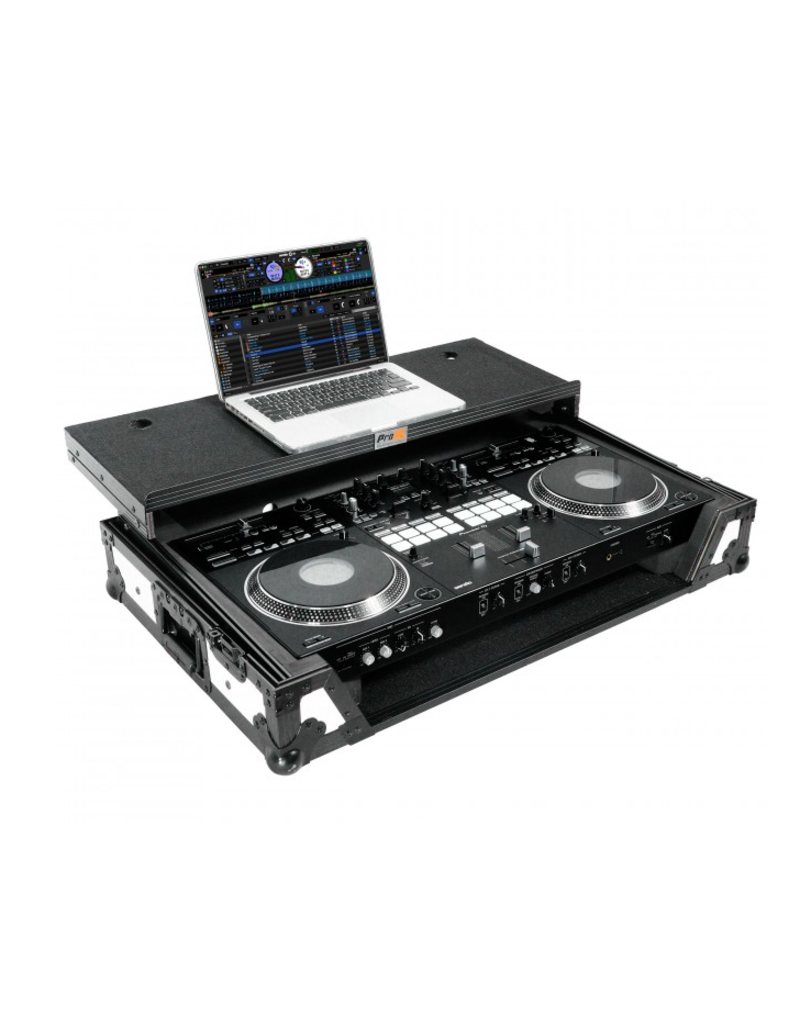 ProX ProX ATA Flight Case for REV7 w/ Laptop Shelf 1U Rack Space + Wheels - White Black (XS-DDJREV7WLTWH)