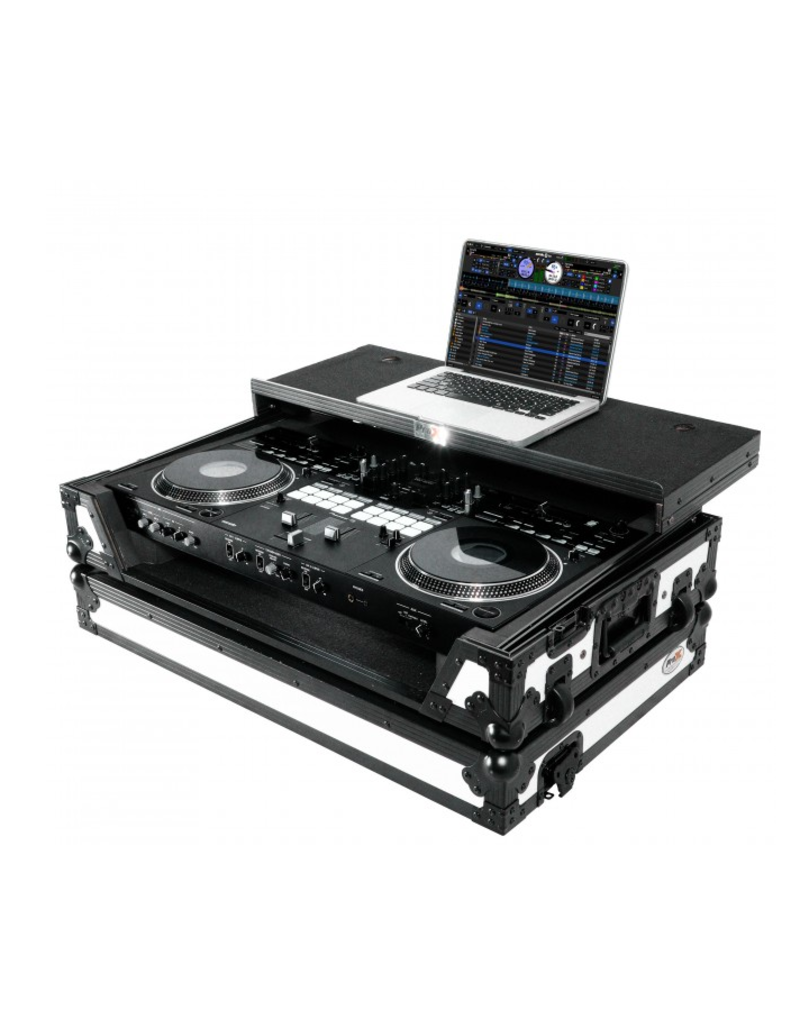 ProX ProX ATA Flight Case for REV7 w/ Laptop Shelf 1U Rack Space + Wheels - White Black (XS-DDJREV7WLTWH)