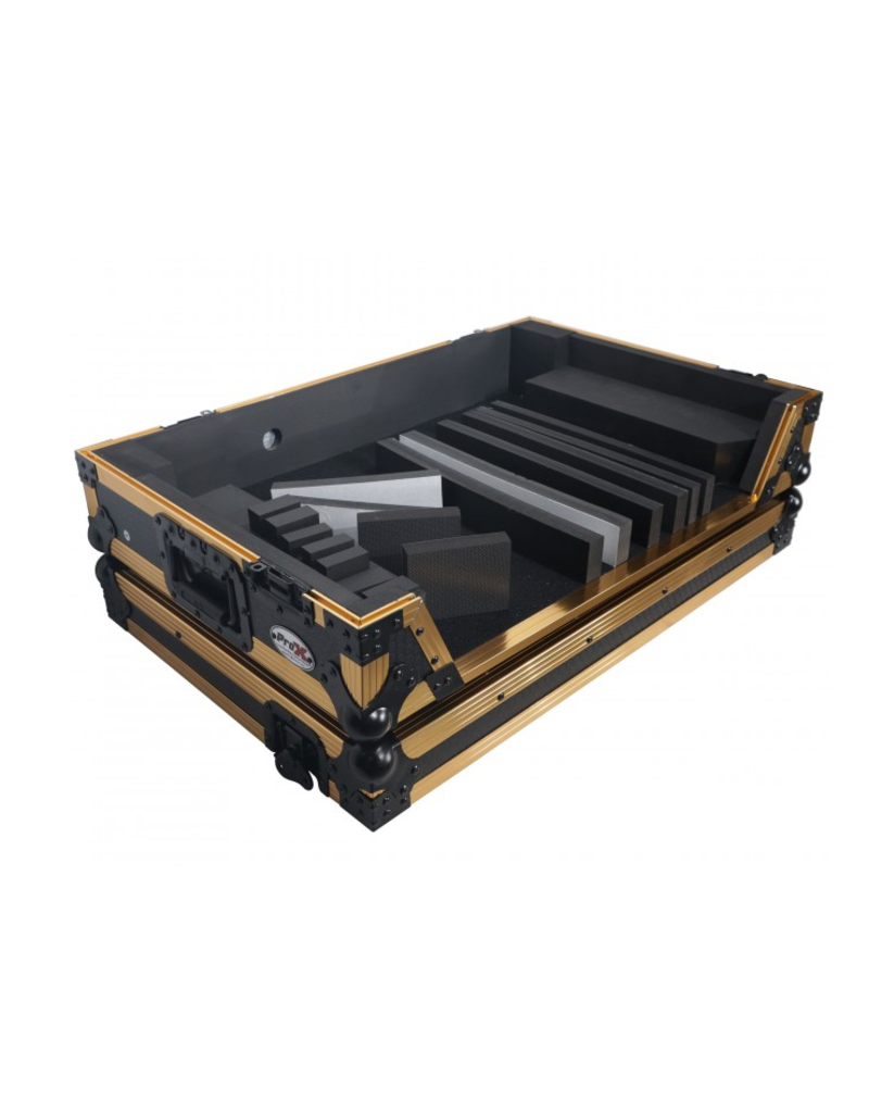 ProX ProX ATA Flight Case for Pioneer DDJ1000 FLX6 SX3 DJ Controller w/ 1U Rack Space + Wheels - Gold Black (XS-DDJ1000WFGLD)