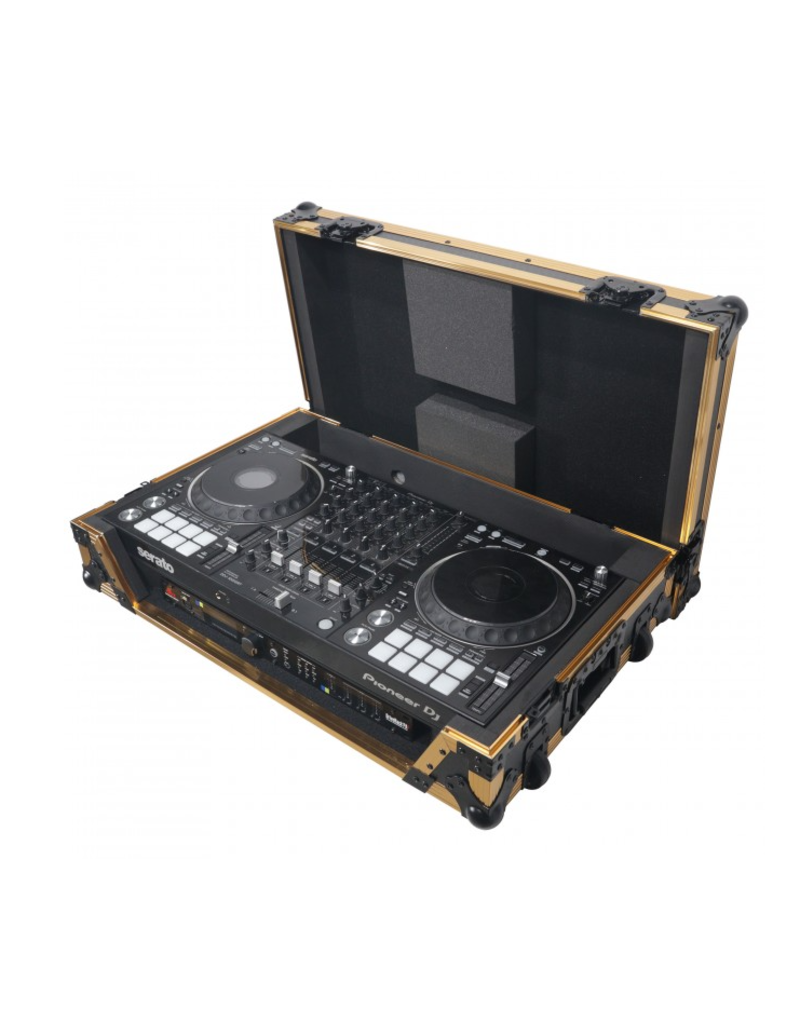 ProX ProX ATA Flight Case for Pioneer DDJ1000 FLX6 SX3 DJ Controller w/ 1U Rack Space + Wheels - Gold Black (XS-DDJ1000WFGLD)