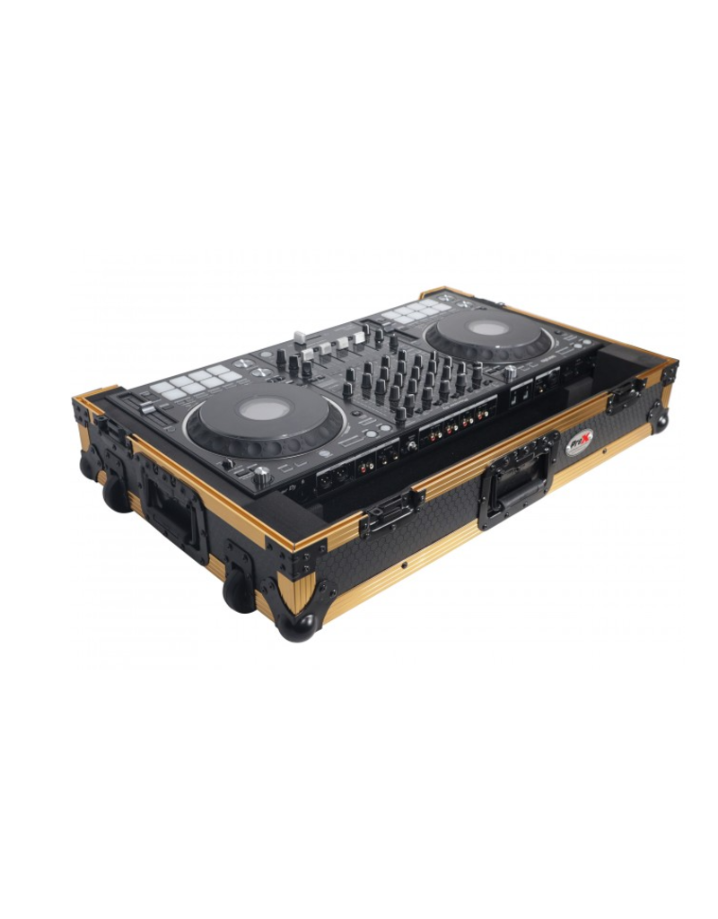 ProX ProX ATA Flight Case for Pioneer DDJ1000 FLX6 SX3 DJ Controller w/ 1U Rack Space + Wheels - Gold Black (XS-DDJ1000WFGLD)