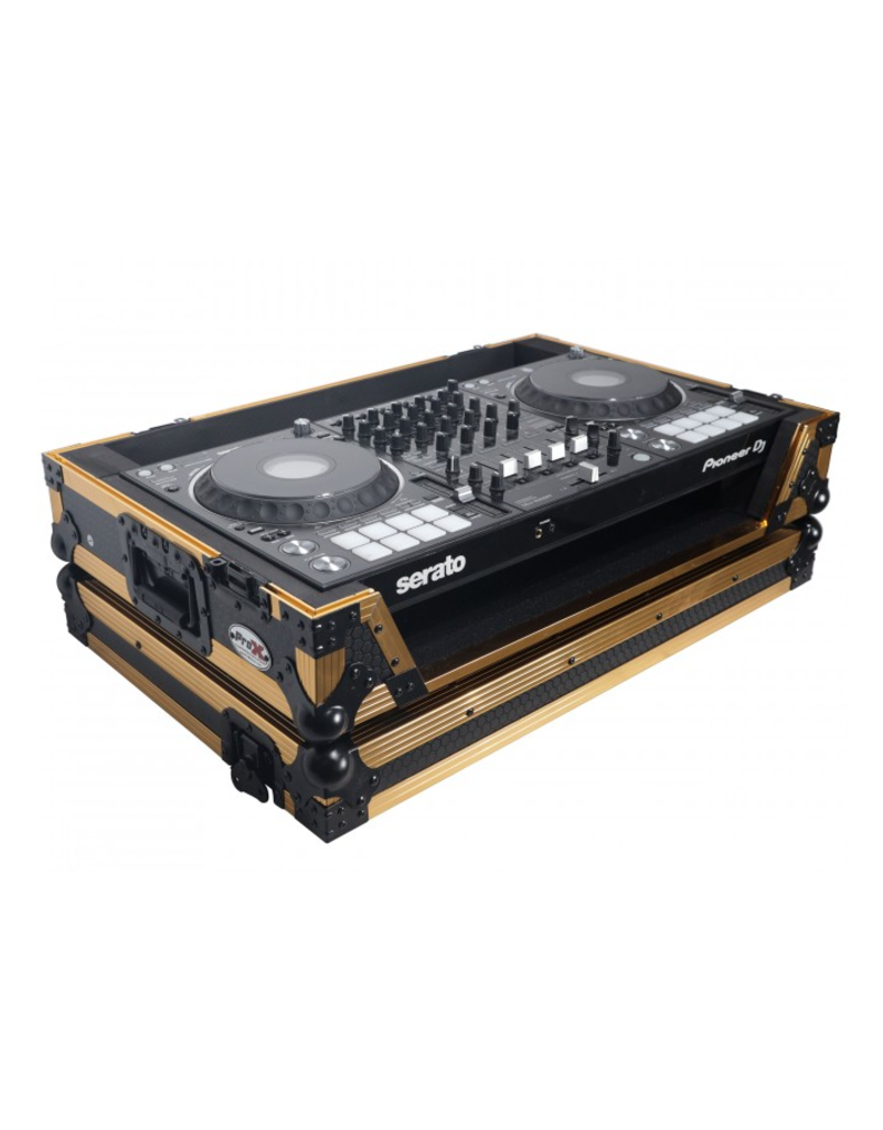 ProX ProX ATA Flight Case for Pioneer DDJ1000 FLX6 SX3 DJ Controller w/ 1U Rack Space + Wheels - Gold Black (XS-DDJ1000WFGLD)