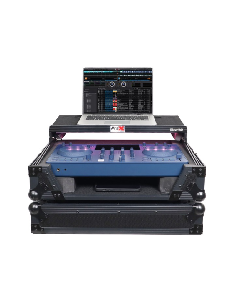 ProX ATA Flight Case For Pioneer AlphaTheta OMNIS-DUO DJ Controller with Laptop Shelf + LED  (XS-OMNISDUOLTBLLED)