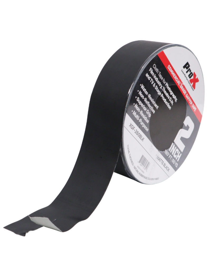 ProX ProX 2 Inch 180FT 60YD Matte Black Commercial Grade Gaffer Tape Pros Choice Non-Residue (XGF-260BLK)