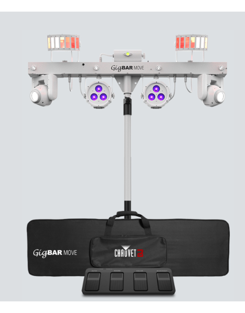 Chauvet DJ Chauvet DJ GigBAR Move 5-in-1 Lighting System with Moving Heads, Pars, Derbys, Strobe, and Laser Effects (White) (GIGBARMOVEWHT)