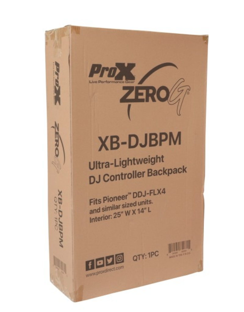 ProX ProX ZeroG Ultra-Lightweight DJ Controller Backpack for FLX4, DDJ-400 and Similar Sizes - Medium Size (XB-DJBPM)
