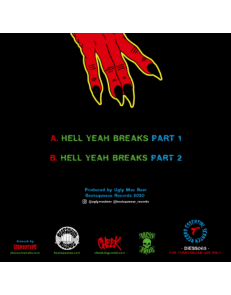 Beatsqueeze Hell Yeah Breaks by Ugly Mac Beer: Toxic Green 7" Scratch Record  (Import)
