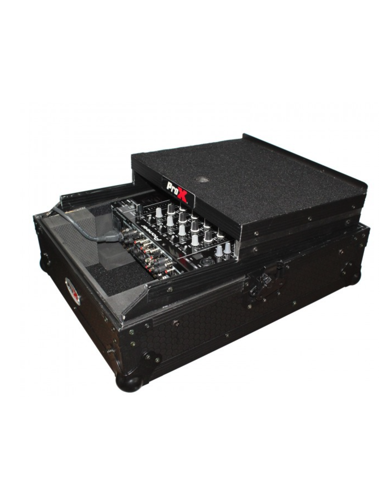 ProX ProX ATA Flight Hard Case for Large Format 12" Universal DJ Mixer w/ Laptop Shelf Black on Black (XS-M12LTBL)