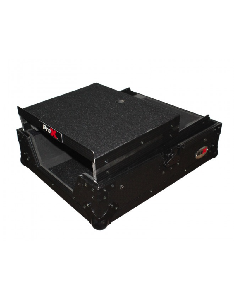 ProX ProX ATA Flight Hard Case for Large Format 12" Universal DJ Mixer w/ Laptop Shelf Black on Black (XS-M12LTBL)