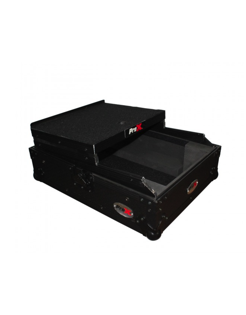 ProX ProX ATA Flight Hard Case for Large Format 12" Universal DJ Mixer w/ Laptop Shelf Black on Black (XS-M12LTBL)
