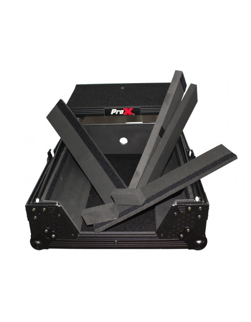 ProX ProX ATA Flight Hard Case for Large Format 12" Universal DJ Mixer w/ Laptop Shelf Black on Black (XS-M12LTBL)