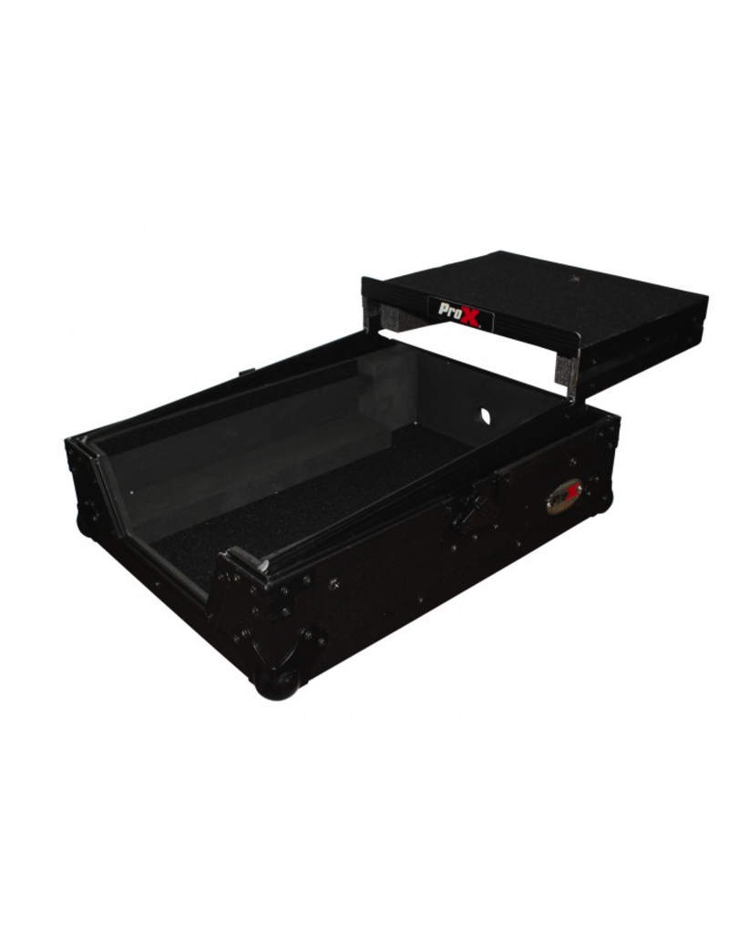 ProX ProX ATA Flight Hard Case for Large Format 12" Universal DJ Mixer w/ Laptop Shelf Black on Black (XS-M12LTBL)