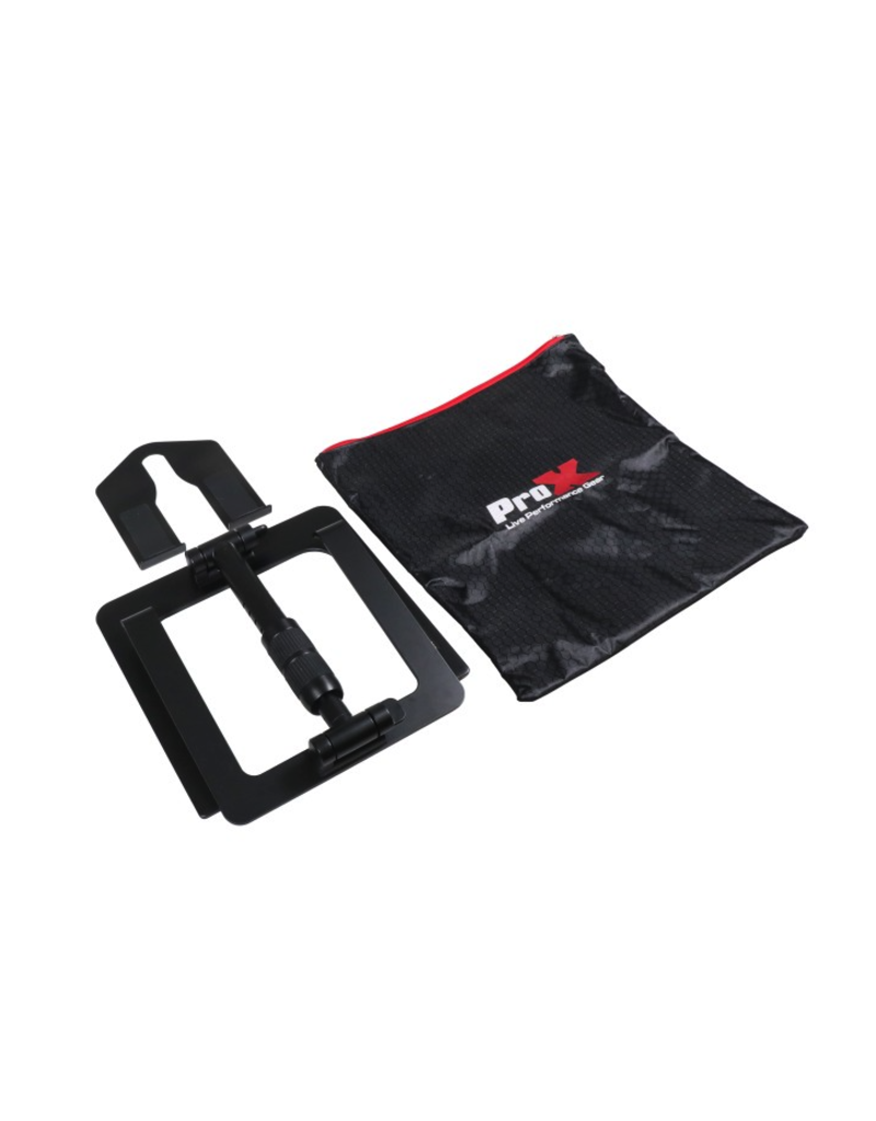 ProX Ibis Folding DJ Laptop Stand w/ Adjustable Height Accessory Tray + Carrying Bag in Black (T-LPS900BLK)