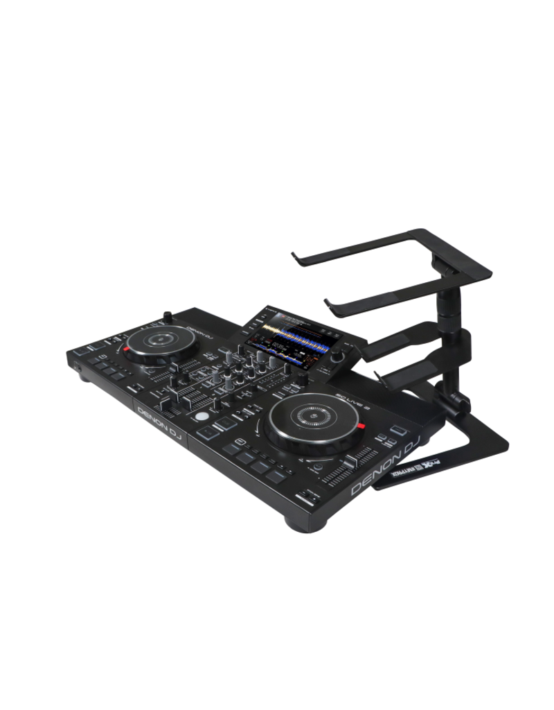 ProX Ibis Folding DJ Laptop Stand w/ Adjustable Height Accessory Tray + Carrying Bag in Black (T-LPS900BLK)