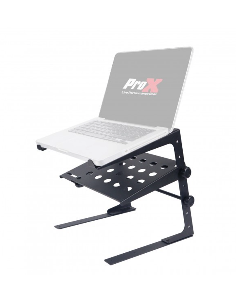 ProX ProX Universal Portable Desktop Laptop Stand with 2nd Tier Shelf and Mounting Clamps for DJ Cases (T-ULPS200)