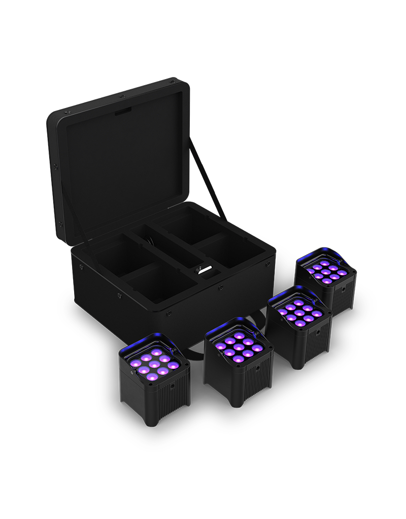 Chauvet DJ Chauvet DJ Freedom Par H9 IP X4 Battery-Powered IP54 RGBAW+UV LED PAR Kit with Bag, Remote, and Multi-Charger (4-Pack)