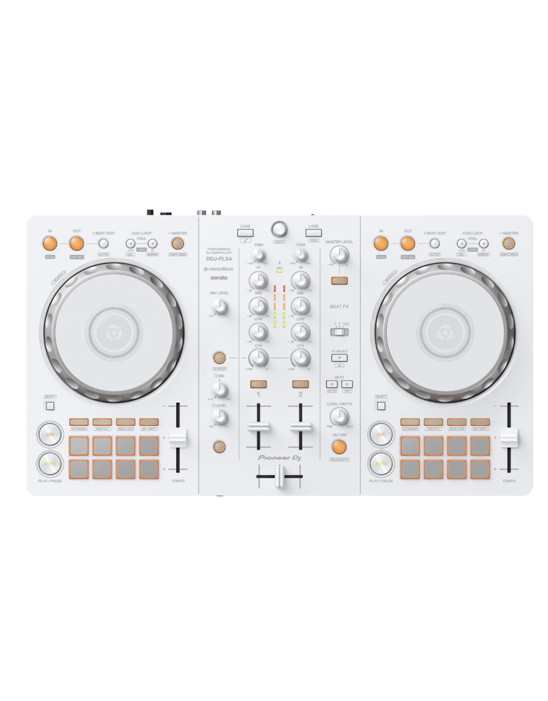 White DDJ-FLX4  2-channel DJ controller for rekordbox and Serato - Pioneer DJ
