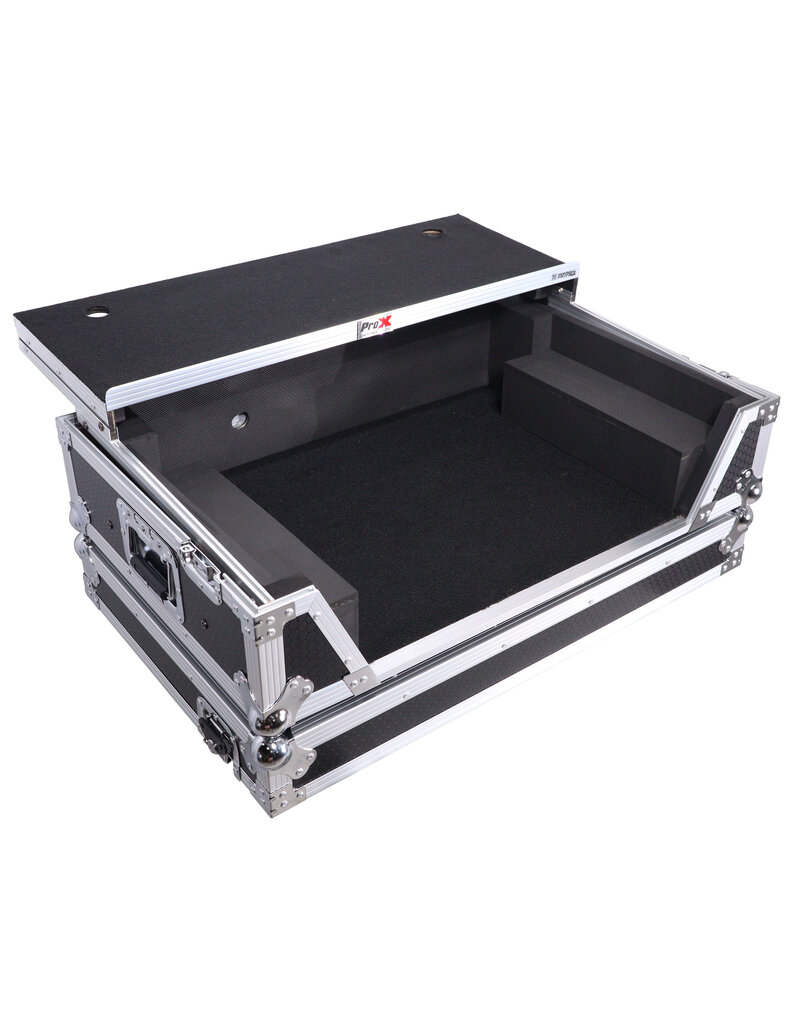 ProX ProX Flight Style Road Case For FLX10 or GRV6 Controller w/ Laptop Shelf 2U Rack Space Wheels (XS-FLX102UWLT)
