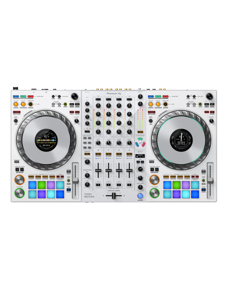 Limited Edition WHITE  DDJ-FLX10: 4-deck USB DJ Control Surface and 4-channel Mixer for Rekordbox DJ Software & Serato DJ Pro. Feat. Rekordbox Track Separation Technology - Pioneer DJ