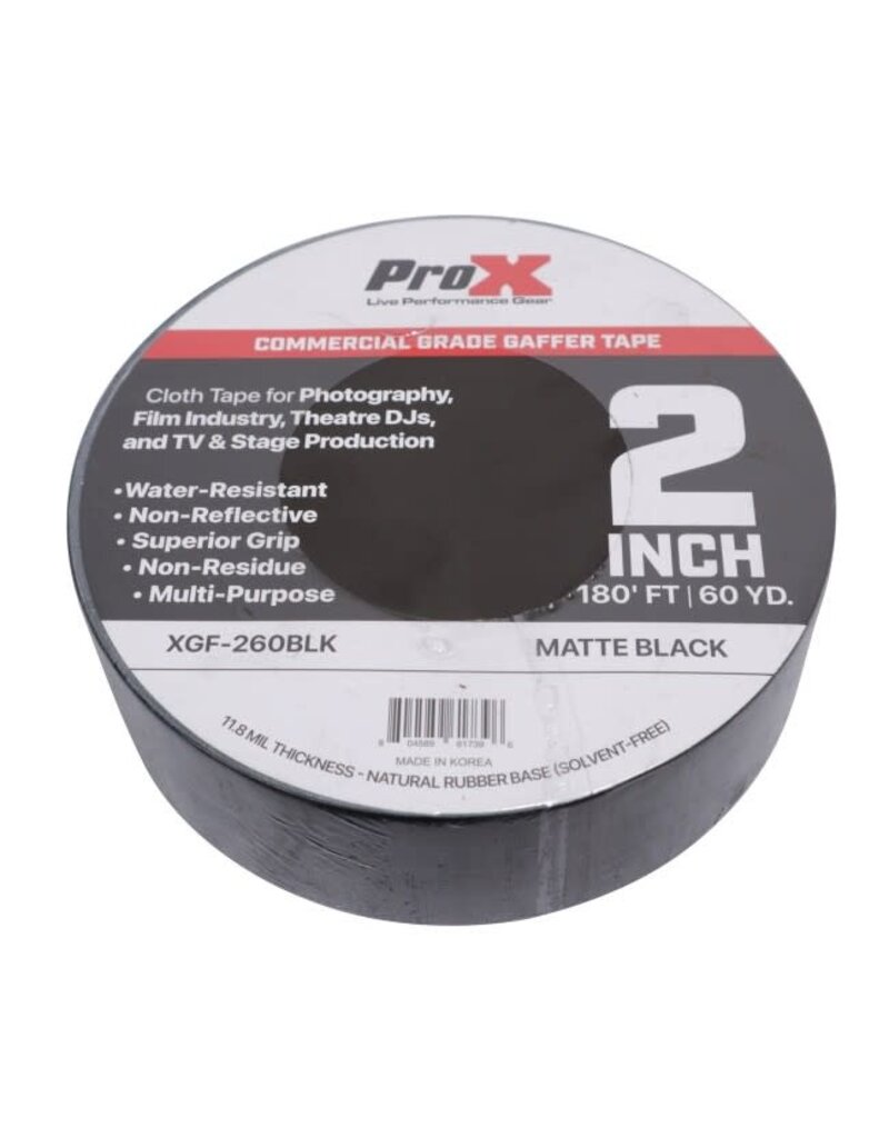 ProX ProX 2 Inch 180FT 60YD Matte Black Commercial Grade Gaffer Tape Pros Choice Non-Residue (XGF-260BLK)