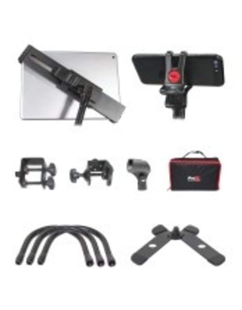 ProX Mobi Buddy Hands Free Tablet Mobile Device Clip Kit DJ Cellphone holder Selfie Stick Table Stand Tripod Clamp and Case (X-MOBITCP20)