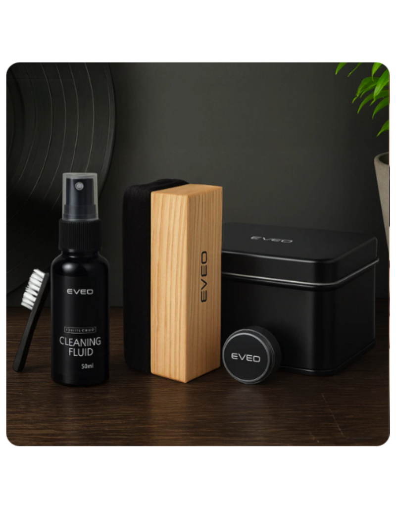 EVEO Vinyl Record Cleaning Kit - 4 in1 Vinyl Record Cleaner Kit for Vinyl Records Albums. Vinyl Cleaner Includes XL Record Brush, Cleaning Liquid (4oz), Duster & Stylus Cleaning Gel - Archival Standard