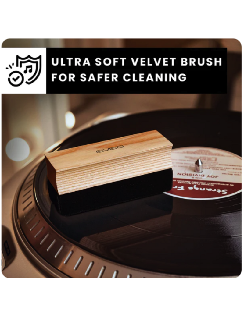 EVEO Vinyl Record Cleaning Kit - 4 in1 Vinyl Record Cleaner Kit for Vinyl Records Albums. Vinyl Cleaner Includes XL Record Brush, Cleaning Liquid (4oz), Duster & Stylus Cleaning Gel - Archival Standard