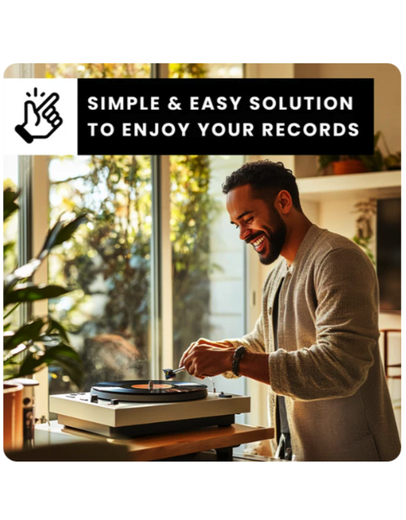 EVEO Vinyl Record Cleaning Kit - 4 in1 Vinyl Record Cleaner Kit for Vinyl Records Albums. Vinyl Cleaner Includes XL Record Brush, Cleaning Liquid (4oz), Duster & Stylus Cleaning Gel - Archival Standard