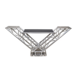 ProX Special Order: ProX VERRAZANO V-Shape Aluminum Truss DJ Table with Elevated Monitor Shelves and 24" Base Plate ( XT-VERRAZANO24)