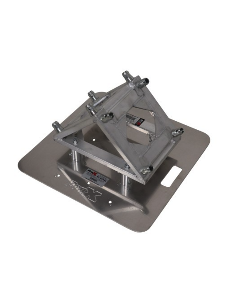 ProX Special Order: ProX VERRAZANO V-Shape Aluminum Truss DJ Table with Elevated Monitor Shelves and 24" Base Plate ( XT-VERRAZANO24)