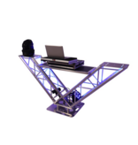 ProX Special Order: ProX VERRAZANO V-Shape Aluminum Truss DJ Table with Elevated Monitor Shelves and 24" Base Plate ( XT-VERRAZANO24)