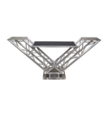 ProX Special Order: ProX VERRAZANO V-Shape Aluminum Truss DJ Table with Elevated Monitor Shelves and 24" Base Plate ( XT-VERRAZANO24)
