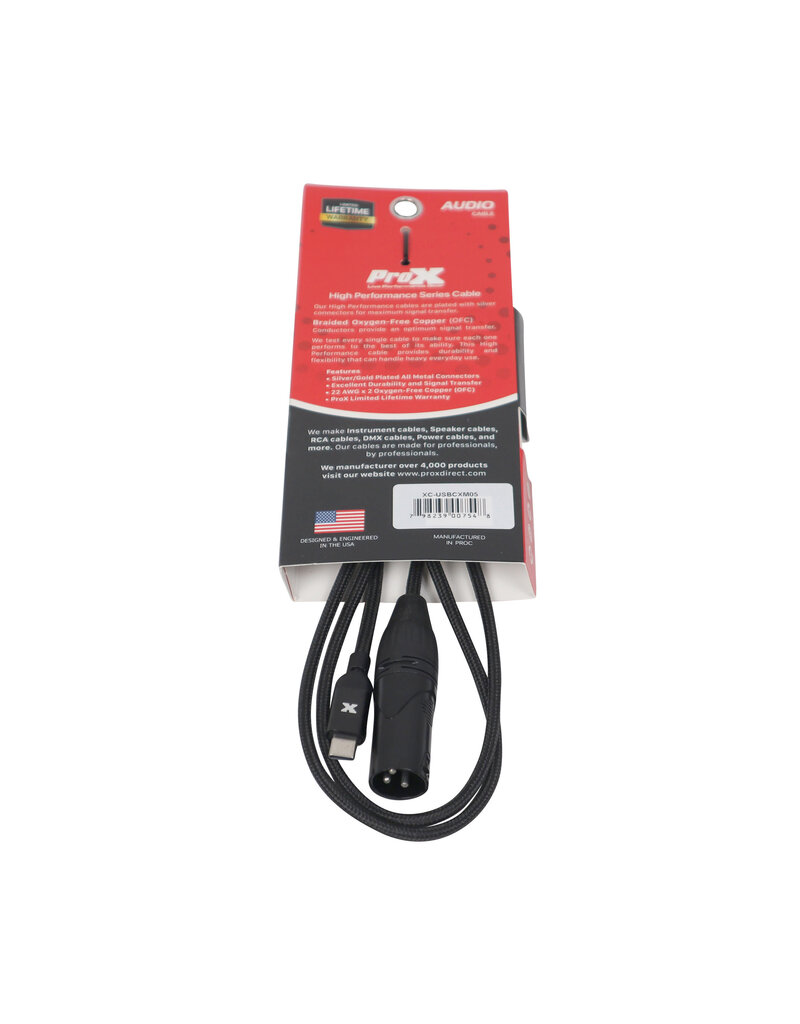 ProX ProX 5FT USB-C to XLR Male Cable  (XC-USBCXM05)