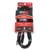 ProX ProX 6FT USB-C to Dual RCA Smartphone and Laptop to Mixer, Amplifier, Powered Speaker and Console Interface (XC-USBC2RCA06)