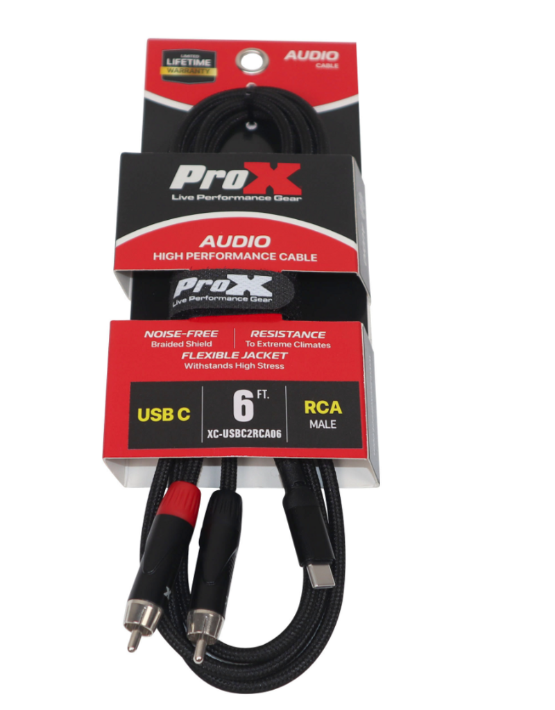 ProX ProX 6FT USB-C to Dual RCA Smartphone and Laptop to Mixer, Amplifier, Powered Speaker and Console Interface (XC-USBC2RCA06)