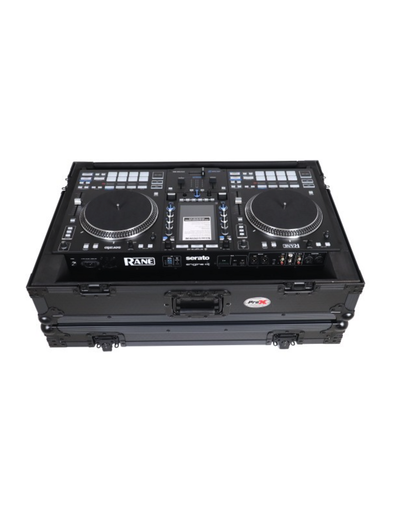 ProX PROX Flight Case For RANE SYSTEM ONE Dj Controller Wheels Black on Black 1U (XS-RANESYSONEWBL)