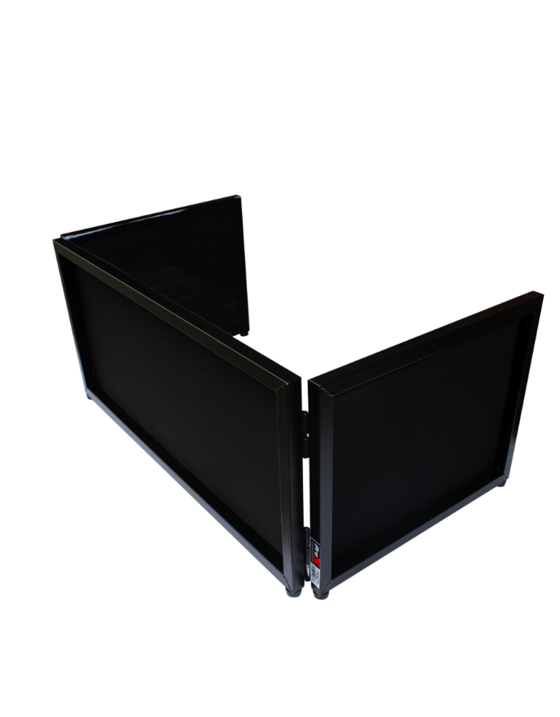 ProX ProX Black Frame 6 Ft foldable 4 Panel Tabletop DJ Facade Front Board Booth with Black and White Scrims and Portable bag (XF-TTFB)