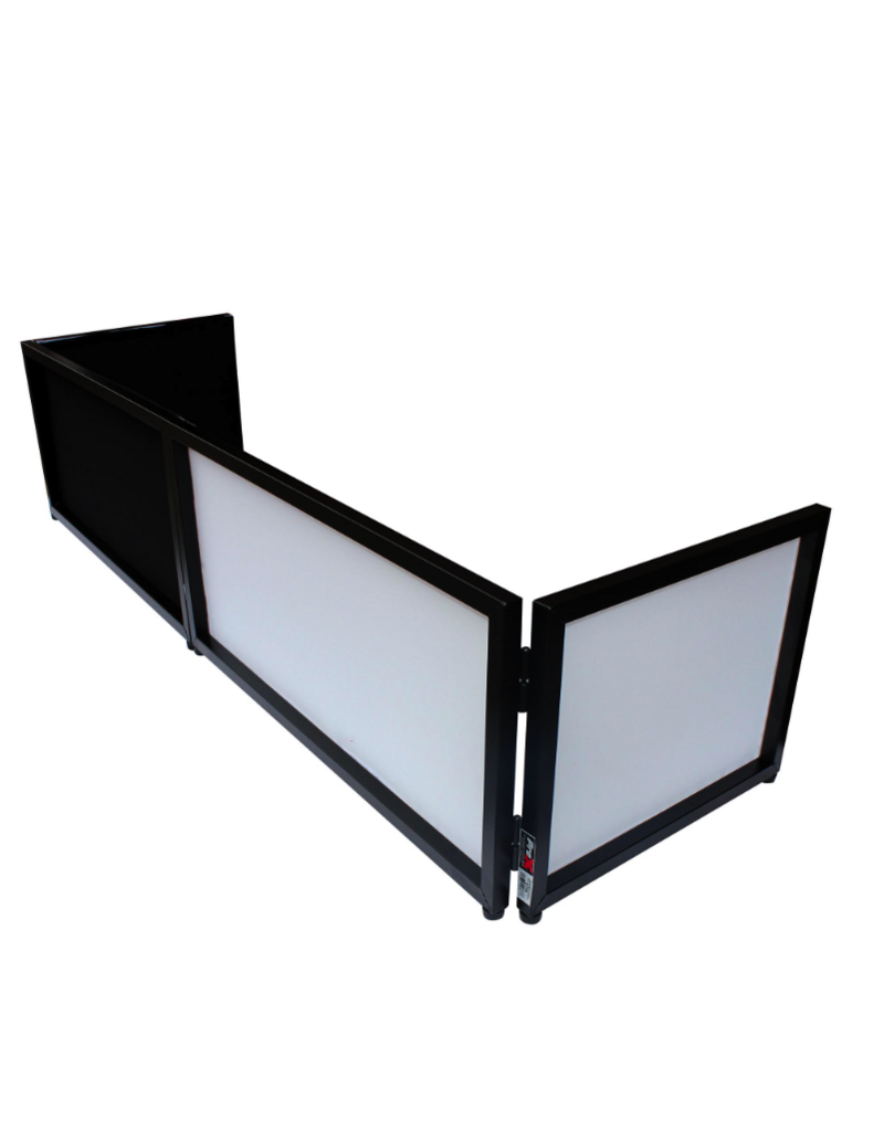 ProX ProX Black Frame 6 Ft foldable 4 Panel Tabletop DJ Facade Front Board Booth with Black and White Scrims and Portable bag (XF-TTFB)