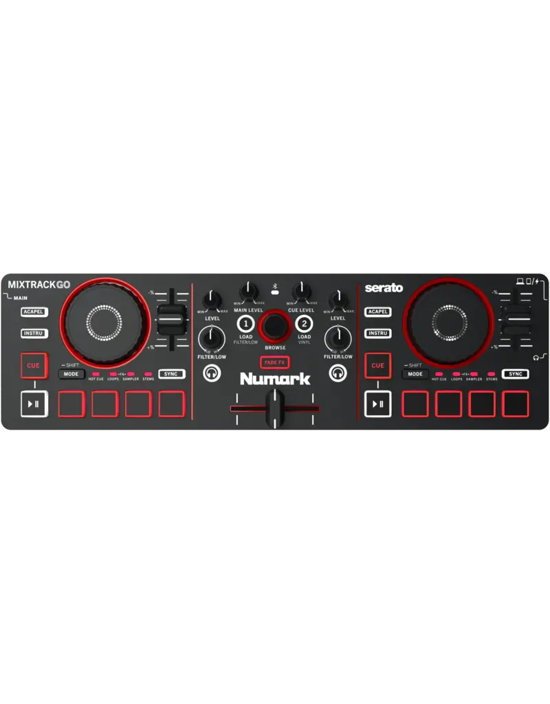 Numark MixTrack Go Ultra-Portable 2-Deck DJ Controller with Stems Control (MIXTRACKGO)