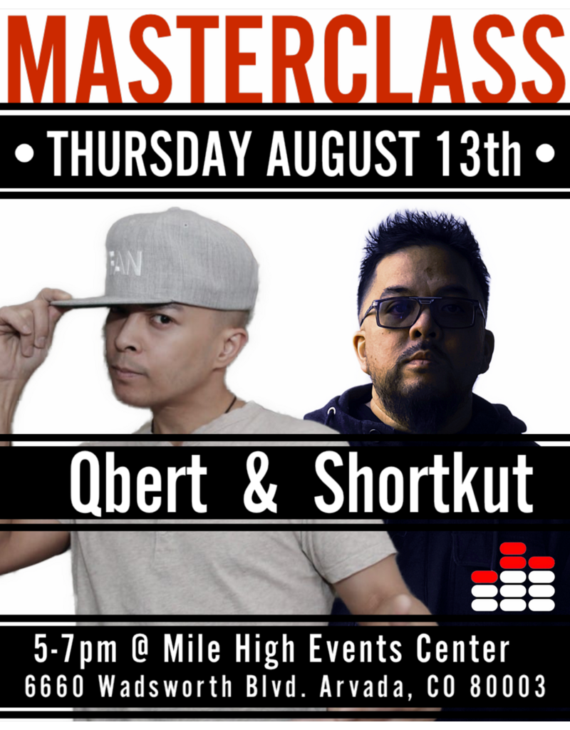 Mile High DJ Supply COMBO Aug. 13: MASTERCLASS + DJ PERFORMANCES feat DJ Qbert, DJ Shortkut, Lok + DJ Kendo