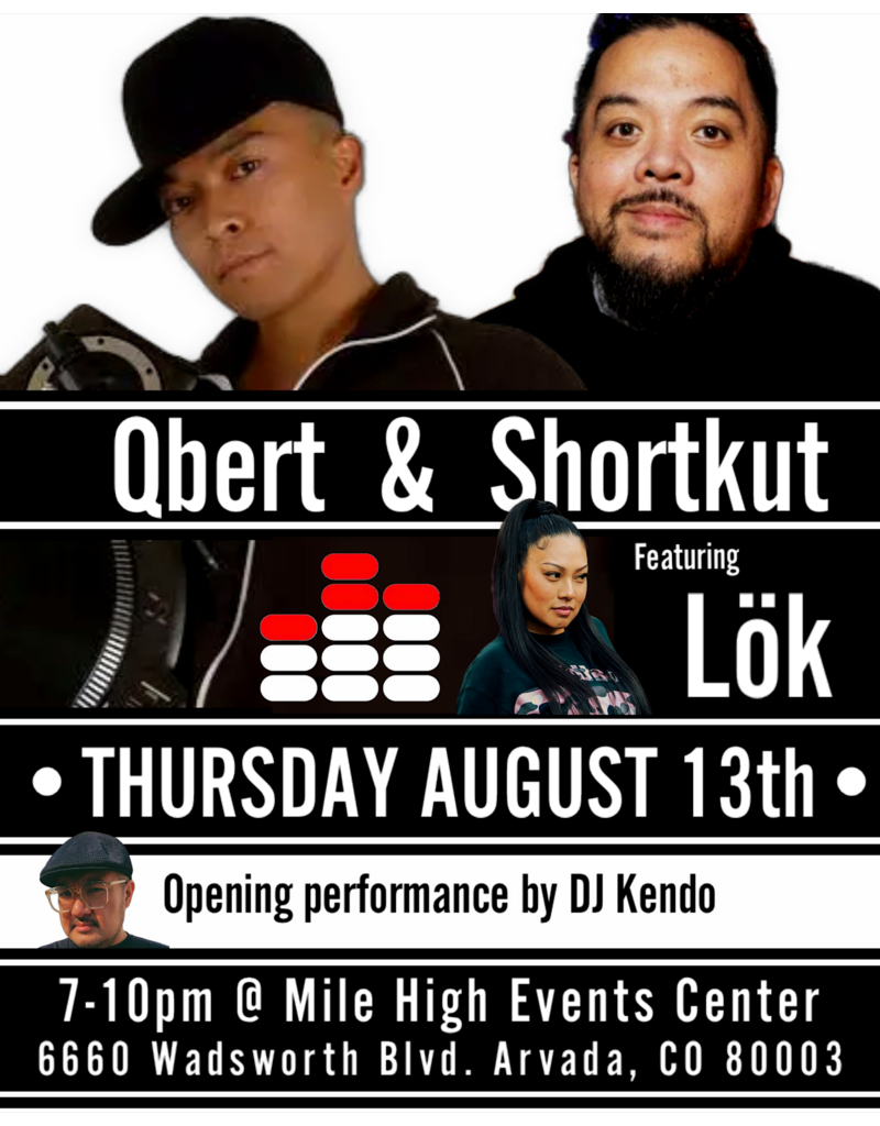 Mile High DJ Supply COMBO Aug. 13: MASTERCLASS + DJ PERFORMANCES feat DJ Qbert, DJ Shortkut, Lok + DJ Kendo